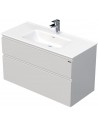 LETTY Komplet badmiljø med håndvask B101 cm Keramik og MDF - Hvid højglans