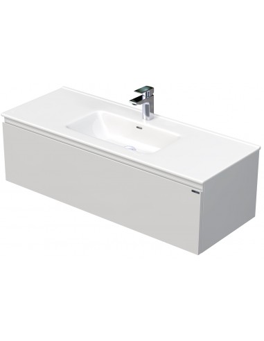 Se LETTY Komplet badmiljø med håndvask B121 cm Keramik og MDF - Hvid højglans hos Lepong.dk