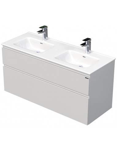 Billede af LETTY Komplet badmiljø med dobbelt håndvask B121 cm Keramik og MDF - Hvid højglans