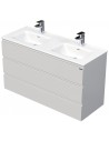 LETTY Komplet badmiljø med dobbelt håndvask B121 cm Keramik og MDF - Hvid højglans