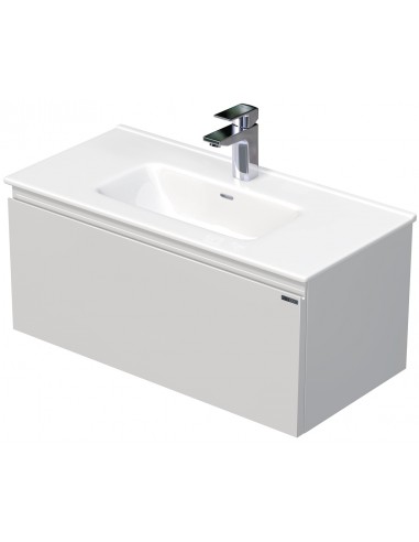 Se LETTY Mini Komplet badmiljø med håndvask B81 cm Keramik og MDF - Hvid højglans hos Lepong.dk
