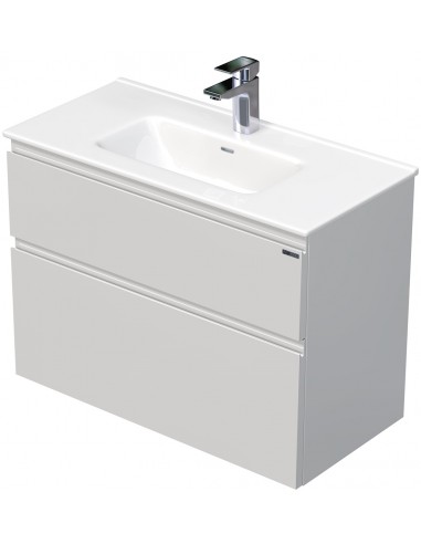 Billede af LETTY Mini Komplet badmiljø med håndvask B81 cm Keramik og MDF - Hvid højglans