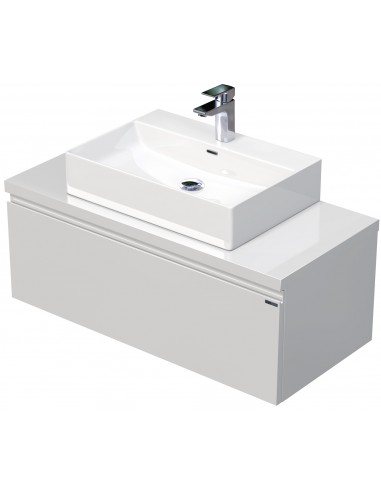 Se LETTY Komplet badmiljø med håndvask B100 cm Keramik og MDF - Hvid højglans hos Lepong.dk