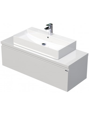 Se LETTY Komplet badmiljø med håndvask B120 cm Keramik og MDF - Hvid højglans hos Lepong.dk
