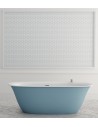 BETA V1 fritstående badekar 170 x 80 cm solid surface - Mat hvid/Pastel blå