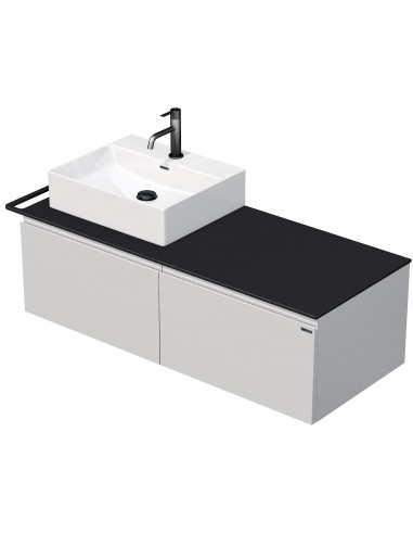 Billede af TARA Komplet badmiljø med 1 håndvask B128 cm Keramik, HPL og MDF - Sort/Hvid højglans