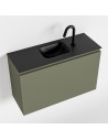 OLAN Komplet badmiljø centreret håndvask B80 cm MDF - Armygrøn/Sort