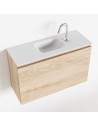OLAN Komplet badmiljø centreret håndvask B80 cm MDF - Vasket eg/Talkum