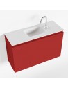 OLAN Komplet badmiljø centreret håndvask B80 cm MDF - Rød/Talkum