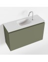 OLAN Komplet badmiljø centreret håndvask B80 cm MDF - Armygrøn/Talkum
