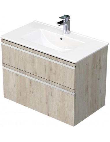 Billede af BRAVE Komplet badmiljø med håndvask B81 cm Keramik og MDF - Lys eg