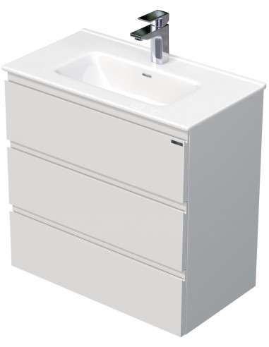 Se LETTY Mini Komplet badmiljø med håndvask B71 cm Keramik og MDF - Mat hvid hos Lepong.dk