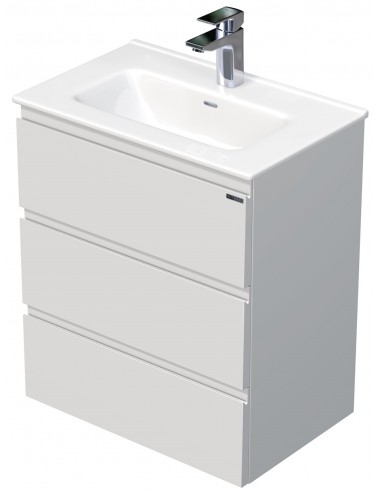 Se LETTY Mini Komplet badmiljø med håndvask B61 cm Keramik og MDF - Mat hvid hos Lepong.dk