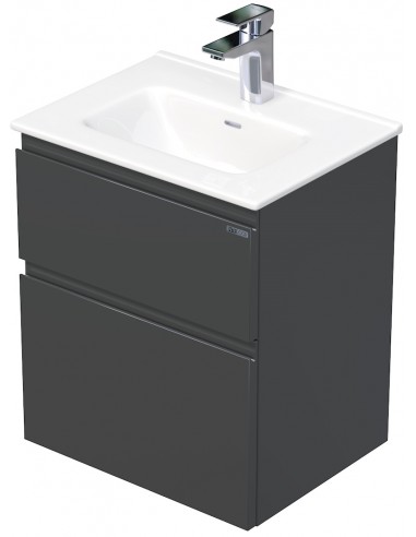 Se LETTY Mini Komplet badmiljø med håndvask B51 cm Keramik og MDF - Antracit højglans hos Lepong.dk