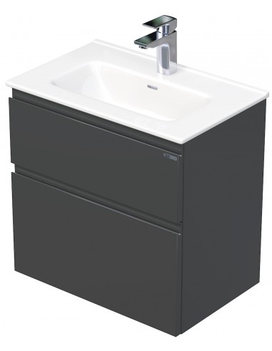 Se LETTY Mini Komplet badmiljø med håndvask B61 cm Keramik og MDF - Antracit højglans hos Lepong.dk