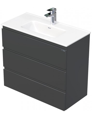 Billede af LETTY Mini Komplet badmiljø med håndvask B81 cm Keramik og MDF - Antracit højglans