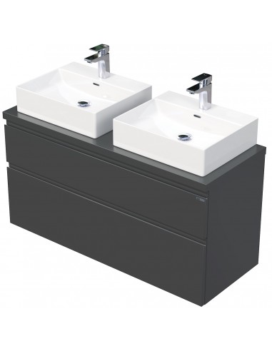 Se LETTY Komplet badmiljø med håndvask B120 cm Keramik og MDF - Antracit højglans hos Lepong.dk
