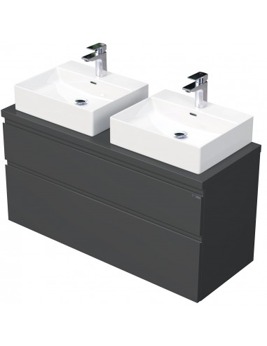 Se LETTY Komplet badmiljø med håndvask B120 cm Keramik og MDF - Mat antracit hos Lepong.dk