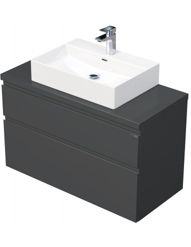 Se LETTY Komplet badmiljø med håndvask B100 cm Keramik og MDF - Mat antracit hos Lepong.dk
