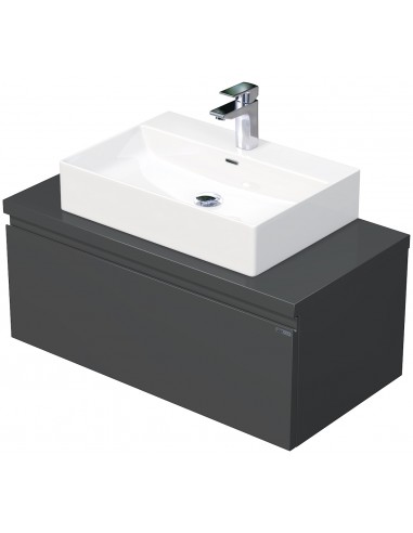 Billede af LETTY Komplet badmiljø med håndvask B90 cm Keramik og MDF - Mat antracit