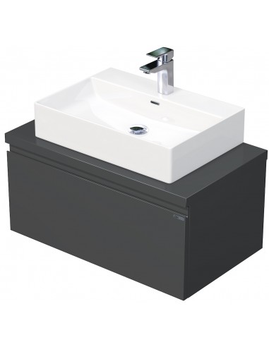 Billede af LETTY Komplet badmiljø med håndvask B80 cm Keramik og MDF - Mat antracit