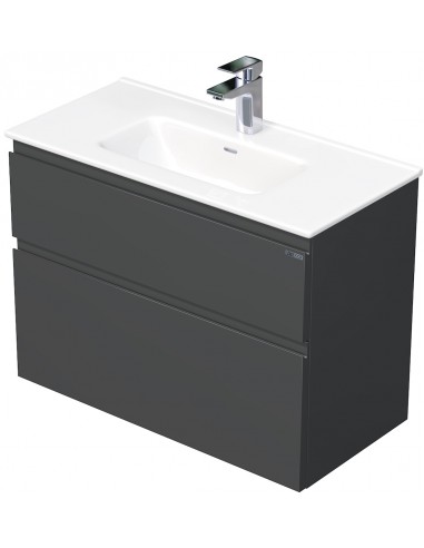 Billede af LETTY Mini Komplet badmiljø med håndvask B81 cm Keramik og MDF - Mat antracit