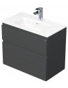 LETTY Mini Komplet badmiljø med håndvask B71 cm Keramik og MDF - Mat antracit