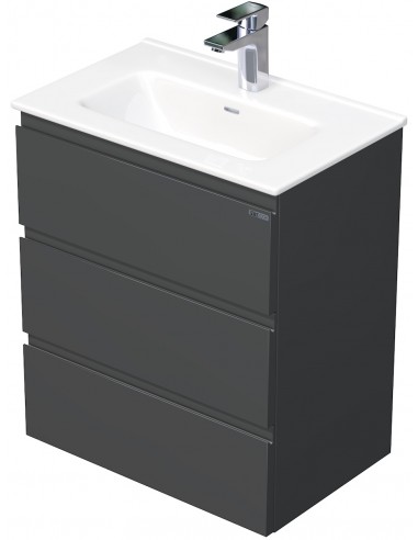 Se LETTY Mini Komplet badmiljø med håndvask B61 cm Keramik og MDF - Mat antracit hos Lepong.dk