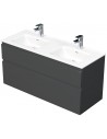 LETTY Komplet badmiljø med dobbelt håndvask B121 cm Keramik og MDF - Mat antracit