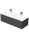 LETTY Komplet badmiljø med dobbelt håndvask B121 cm Keramik og MDF - Mat antracit