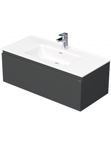 Billede af LETTY Komplet badmiljø med håndvask B101 cm Keramik og MDF - Mat antracit
