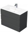 LETTY Komplet badmiljø med håndvask B91 cm Keramik og MDF - Mat antracit
