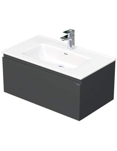 Billede af LETTY Komplet badmiljø med håndvask B81 cm Keramik og MDF - Mat antracit