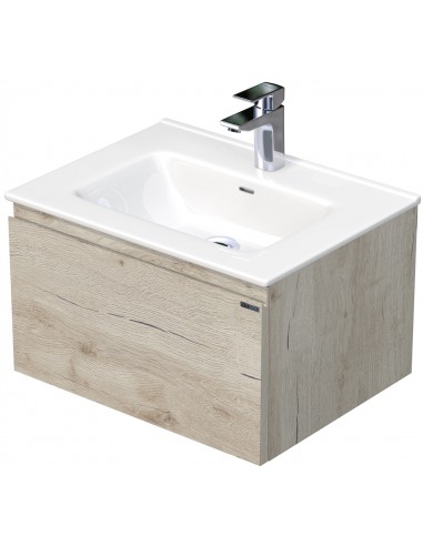 Se LETTY Komplet badmiljø med håndvask B61 cm Keramik og MDF - Lys eg hos Lepong.dk