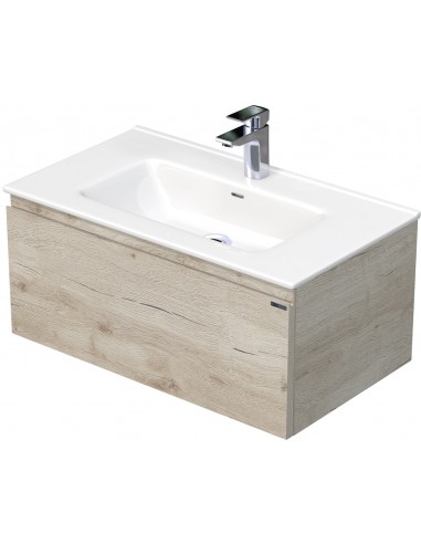 Se LETTY Komplet badmiljø med håndvask B81 cm Keramik og MDF - Lys eg hos Lepong.dk