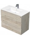 LETTY Komplet badmiljø med håndvask B91 cm Keramik og MDF - Lys eg