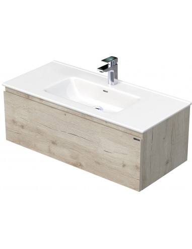 Se LETTY Komplet badmiljø med håndvask B101 cm Keramik og MDF - Lys eg hos Lepong.dk