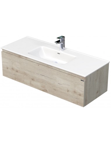 Se LETTY Komplet badmiljø med håndvask B121 cm Keramik og MDF - Lys eg hos Lepong.dk