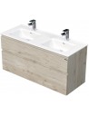 LETTY Komplet badmiljø med dobbelt håndvask B121 cm Keramik og MDF - Lys eg