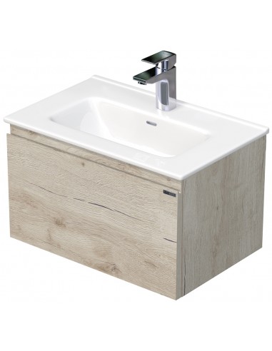 Se LETTY Mini Komplet badmiljø med håndvask B61 cm Keramik og MDF - Lys eg hos Lepong.dk