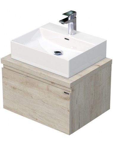 Se LETTY Komplet badmiljø med håndvask B60 cm Keramik og MDF - Lys eg hos Lepong.dk