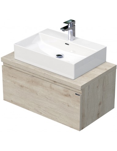 Se LETTY Komplet badmiljø med håndvask B80 cm Keramik og MDF - Lys eg hos Lepong.dk