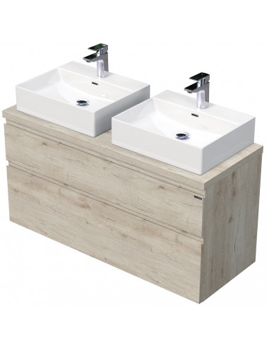 Billede af LETTY Komplet badmiljø med håndvask B120 cm Keramik og MDF - Lys eg