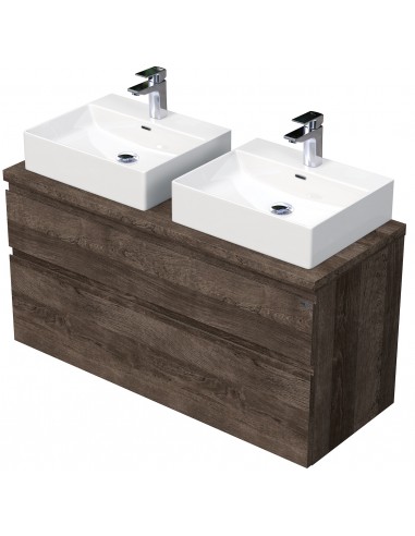 Se LETTY Komplet badmiljø med håndvask B120 cm Keramik og MDF - Mørk eg hos Lepong.dk