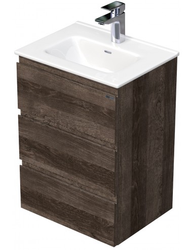 Se LETTY Mini Komplet badmiljø med håndvask B51 cm Keramik og MDF - Mørk eg hos Lepong.dk