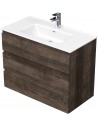 LETTY Komplet badmiljø med håndvask B91 cm Keramik og MDF - Mørk eg