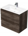 LETTY Komplet badmiljø med håndvask B81 cm Keramik og MDF - Mørk eg