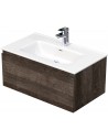 LETTY Komplet badmiljø med håndvask B81 cm Keramik og MDF - Mørk eg