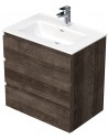 LETTY Komplet badmiljø med håndvask B71 cm Keramik og MDF - Mørk eg