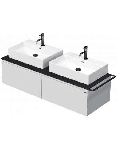 Billede af TARA Komplet badmiljø med 2 håndvaske B148 cm Keramik, HPL og MDF - Sort/Mat hvid